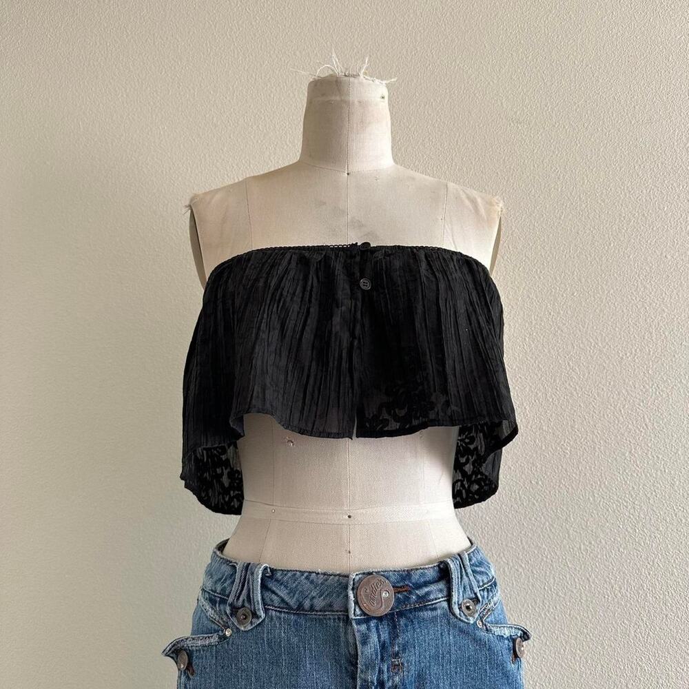 handmade black floral sheer bandeau